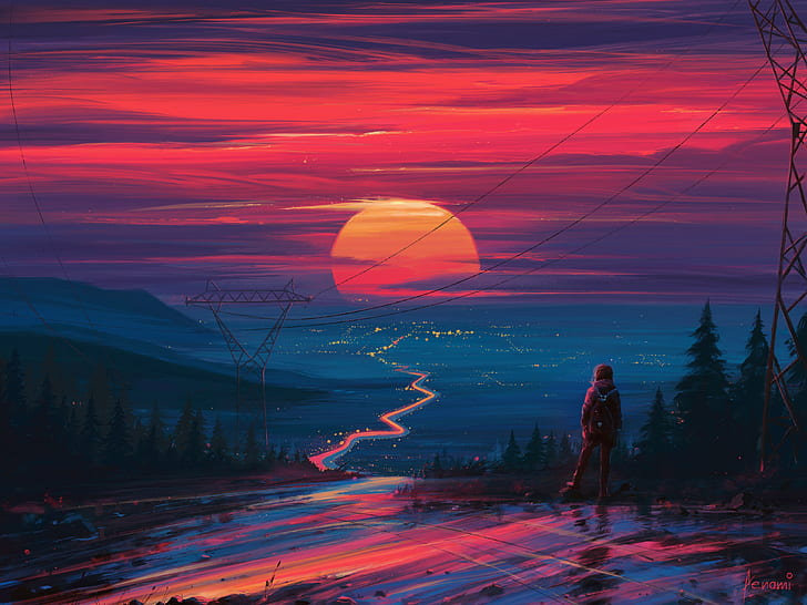 sunset-figure-art-art-aenami-hd-wallpape