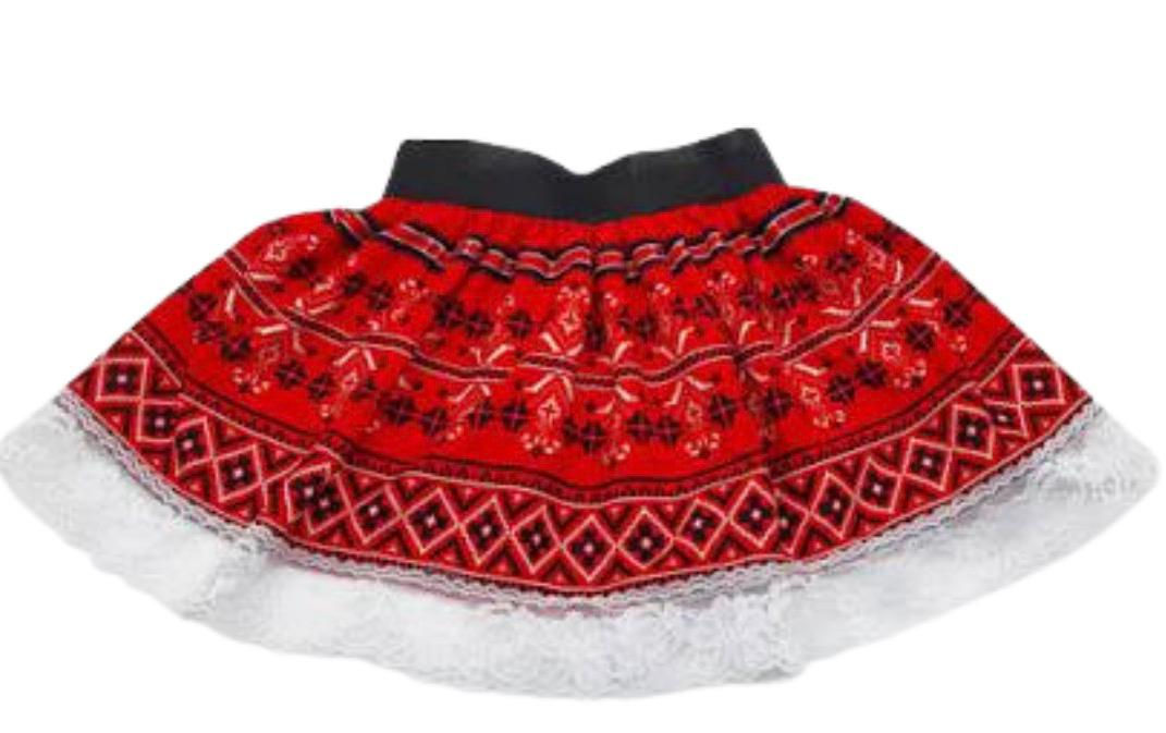 FUSTĂ CU BRODERIE   “ETNICĂ ROȘIE”