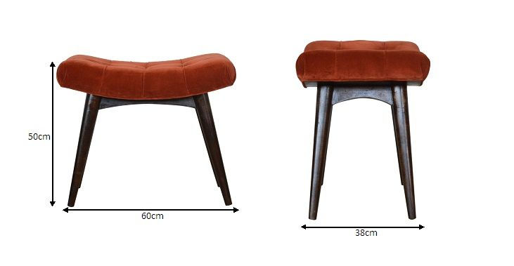 Miniatúra: Tehlovočervená zamatová zakrivená lavička rozmery