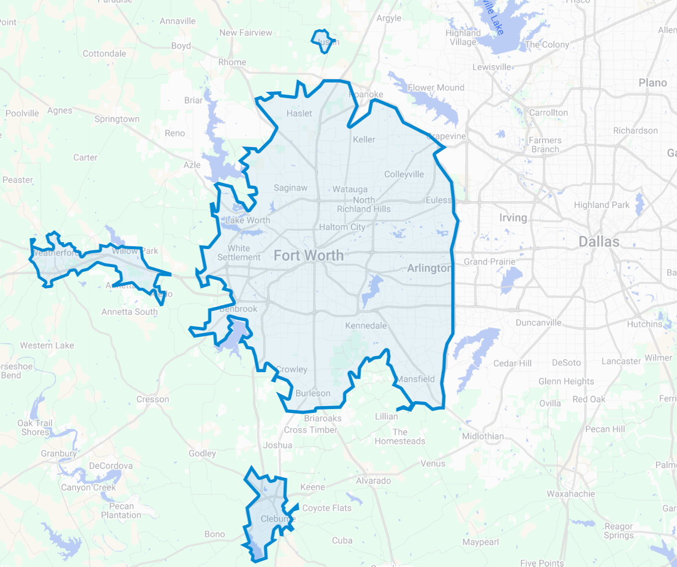 Coverage area map showing automated system availability