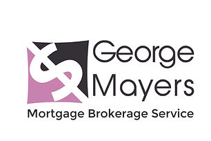 A stylized roofline and green checkmark for 'George Mayers Mortgage Brokerage Service'.