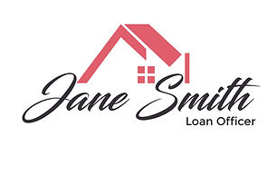 House roofline with a red swoop for 'Jane Smith Loan Officer'.