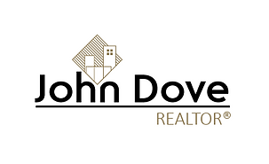 Simple, bold 'John Dove REALTOR' in black with a blue accent.