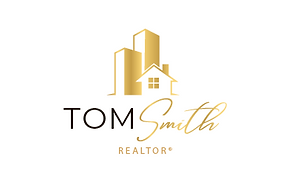 Style 6: "Golden columns supporting 'TOM Smith' with 'REALTOR' in a professional serif font."