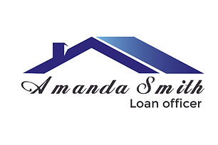 Navy blue house roof design with 'Amanda Smith Loan Officer'.