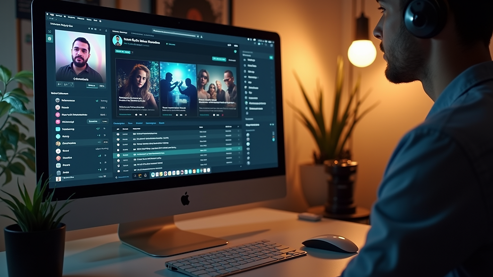 Wide angle view of a digital music distribution platform on a computer screen