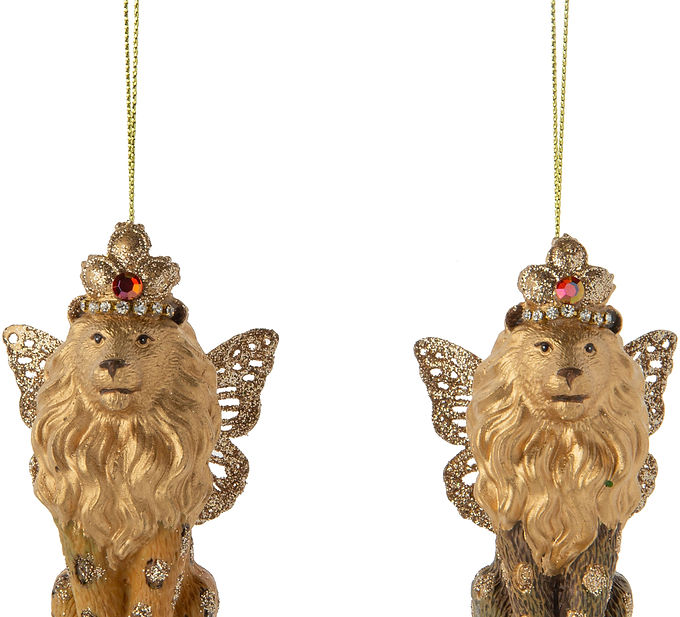 Gisela Graham London Set of 2 Lion 3" Ornaments Resin Butterfly Wings G79327