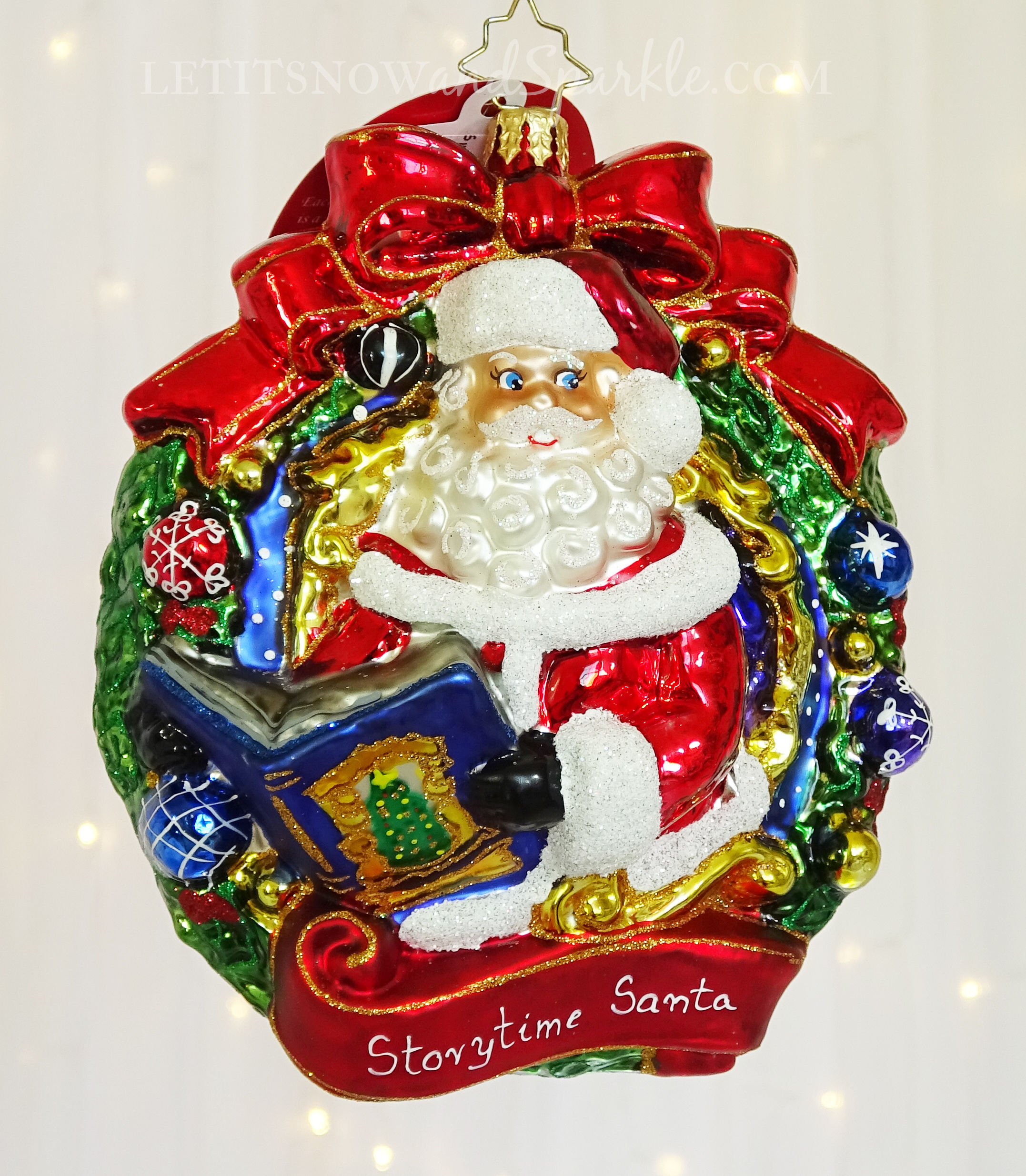 Christopher Radko Santa's Story Time Wreath 1021070 Christmas Ornament