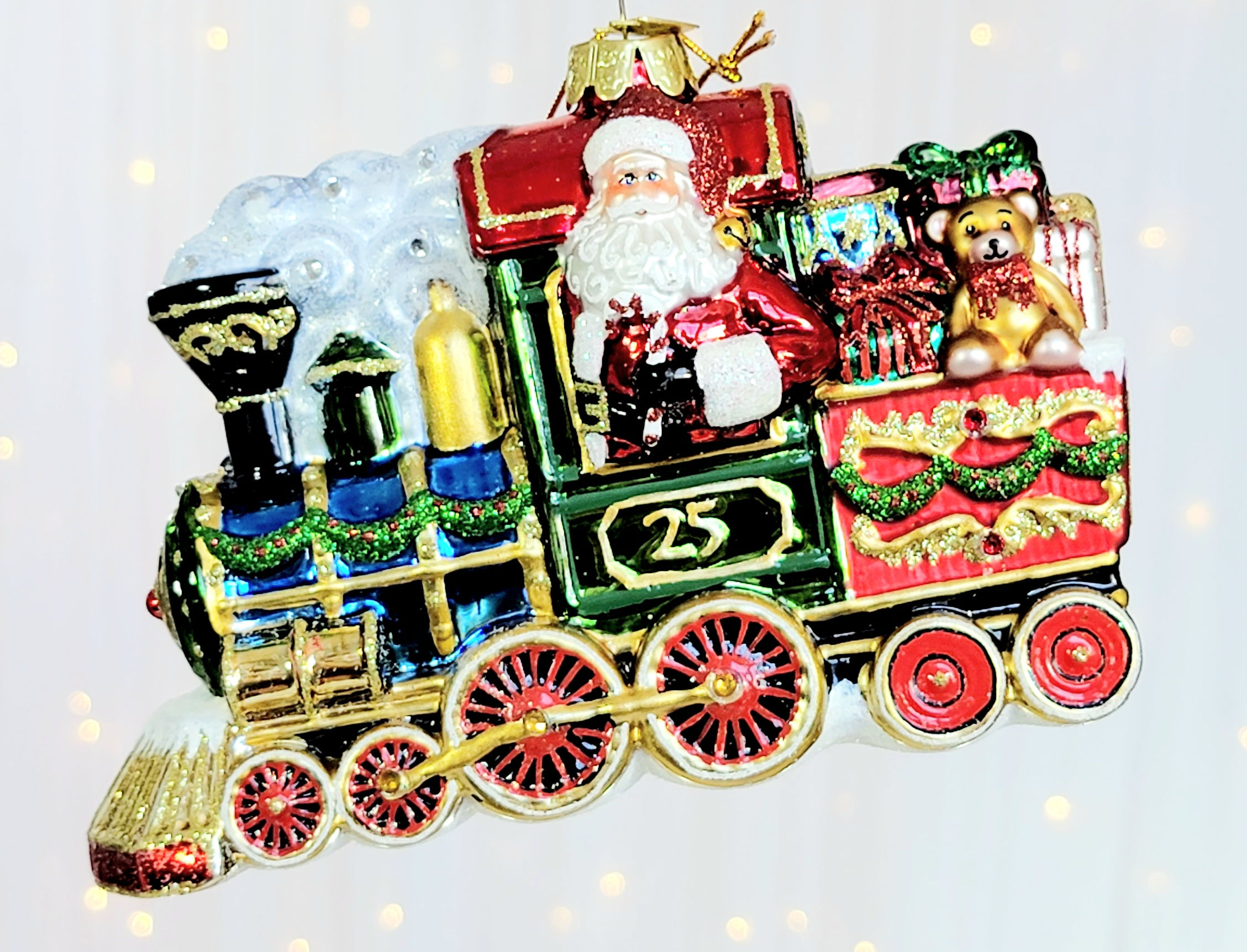 Kurt S. Adler 6" Bellissimo Santa with Train Glass Christmas Ornament BELL0033