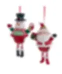 Thumbnail: Kurt S. Adler 5" Set of 2 Snowman and santa jingle bell body Ornament D3882