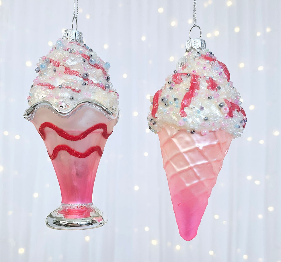Thumbnail: Kurt Adler 5.25" Set of 2 Glass Ice Cream Soda Float Ornaments T3585
