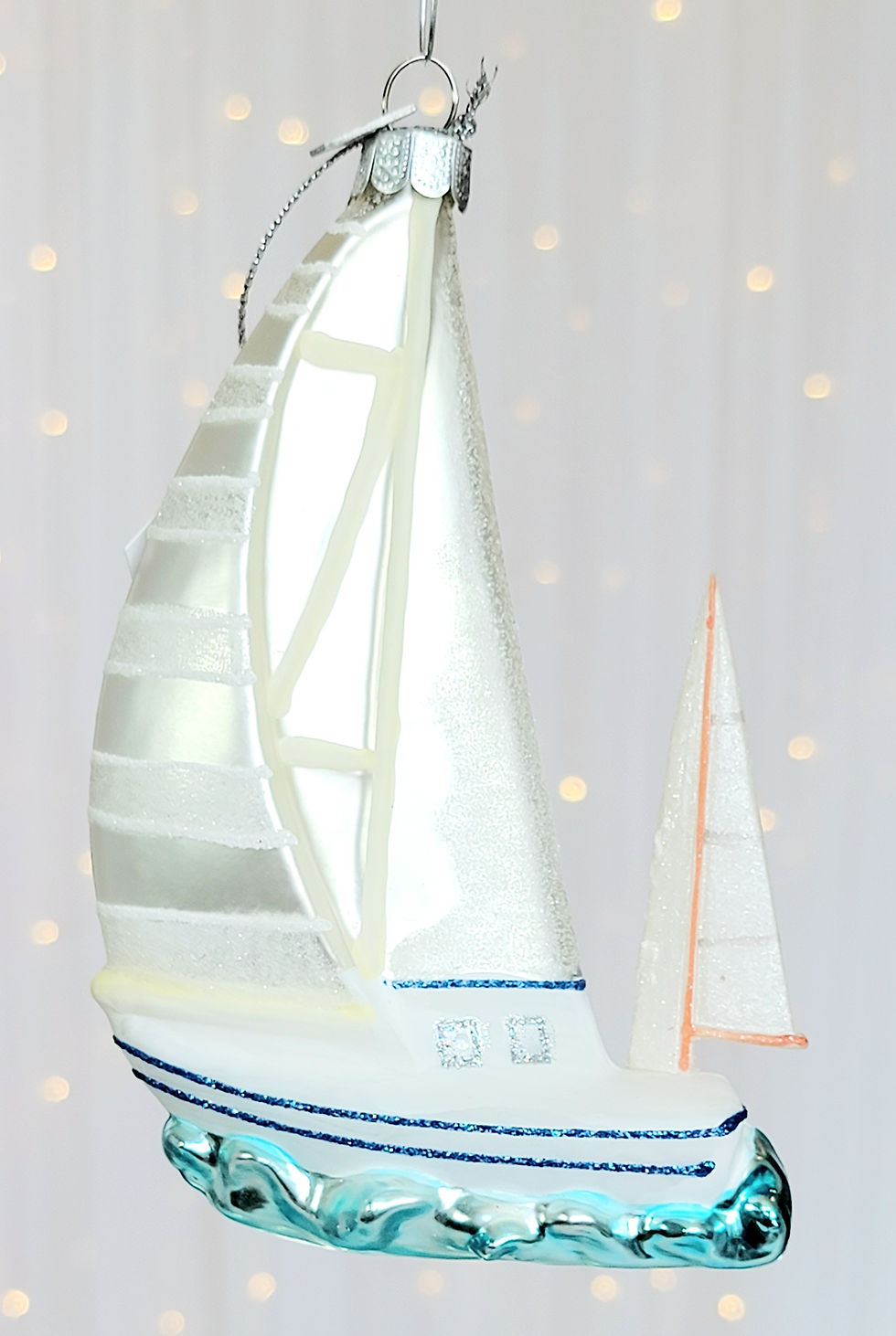 Thumbnail: Kurt S. Adler 5.5" Noble Gems Glass Sailboat On Water Ornament Christmas NB1717