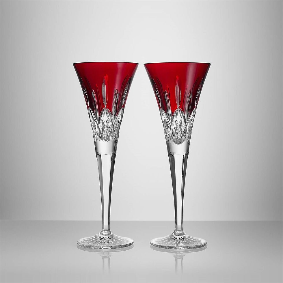 Waterford Lismore Set of 2 Red Toasting Flute, 5.5oz 1078637