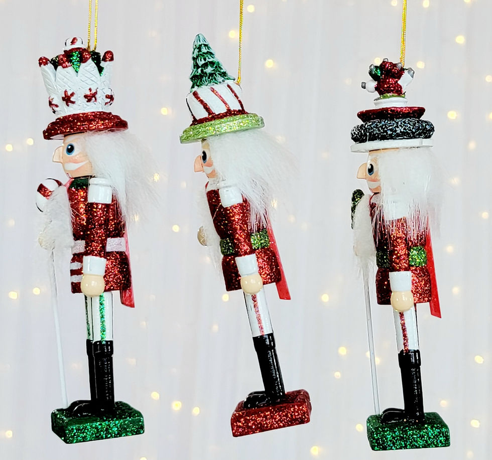 Thumbnail: Kurt S Adler Set of 3 Hollywood Red White Green 6" Nutcracker Christmas Ornaments HA0550