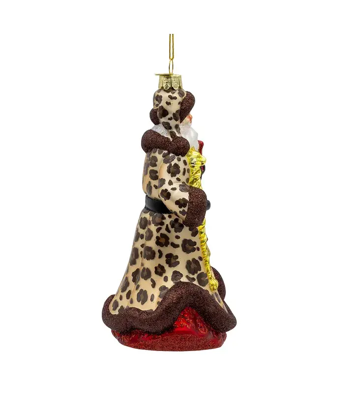 Thumbnail: Kurt S Adler Bellissimo 7" Santa With Leopard Print Glass Ornament BELL0037