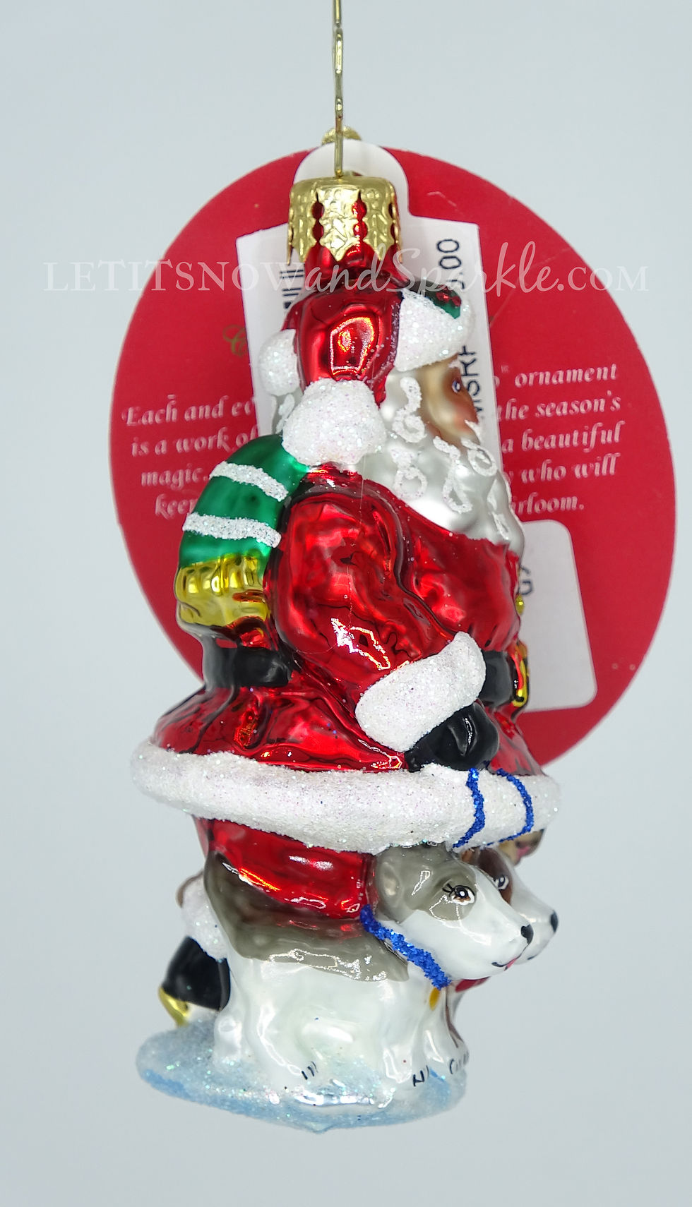 Thumbnail: Christopher Radko Promenading Pups Gem Santa 1020229 Unique Christmas Ornament