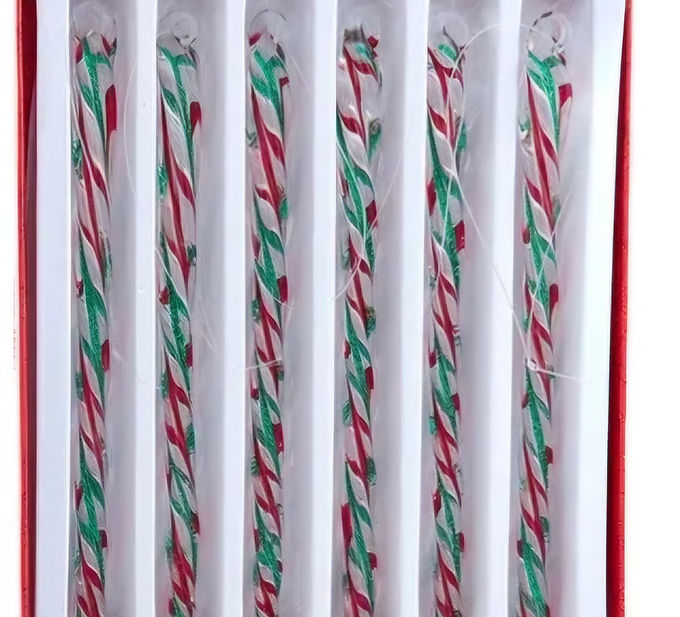 Kurt Adler 6" Glass 6 Piece Box Red, White & Green Icicle Ornaments D4581-RWG