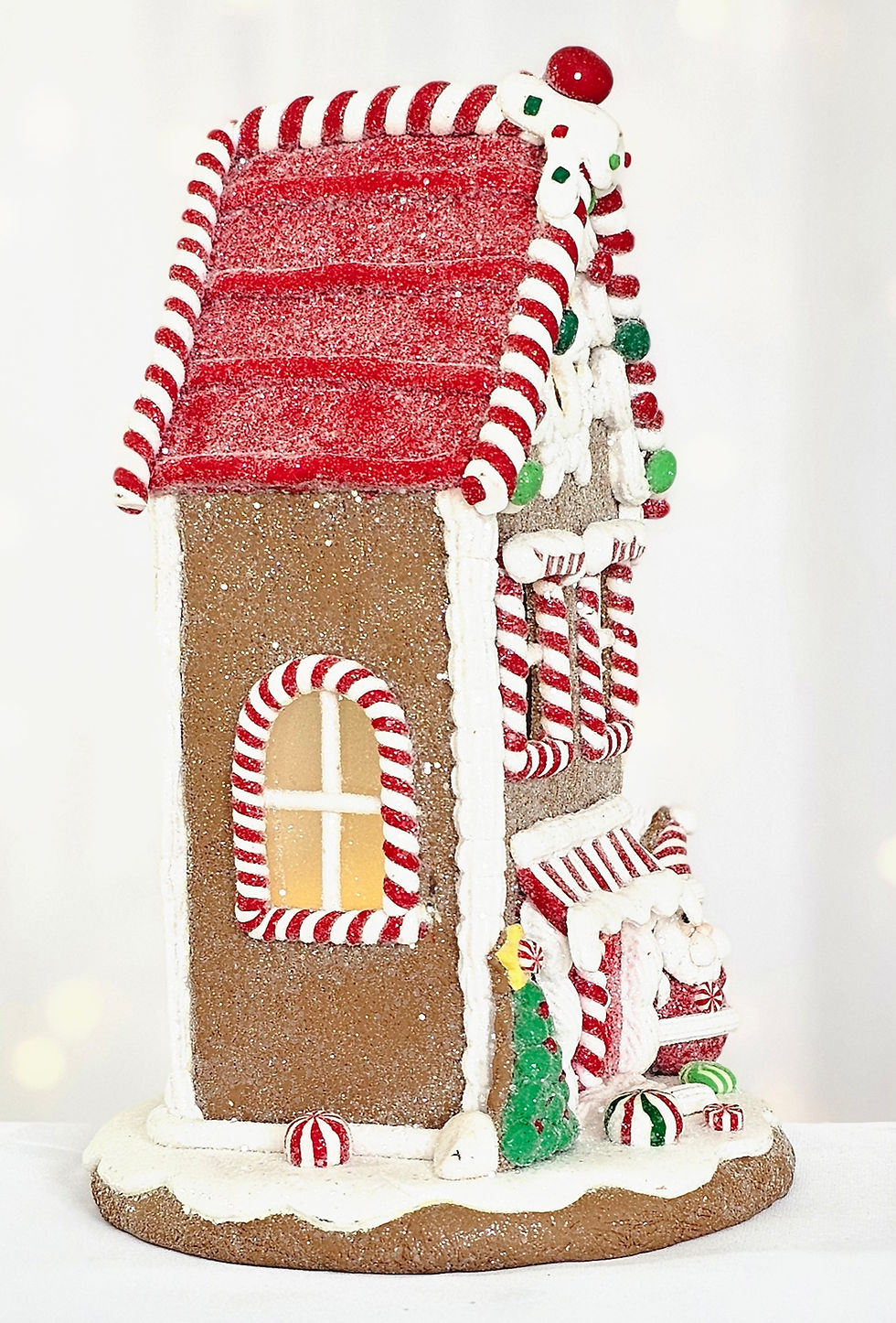 Thumbnail: Kurt Adler 8.5" Battery-Operated Light Up Gingerbread House With Santa GBJ0036