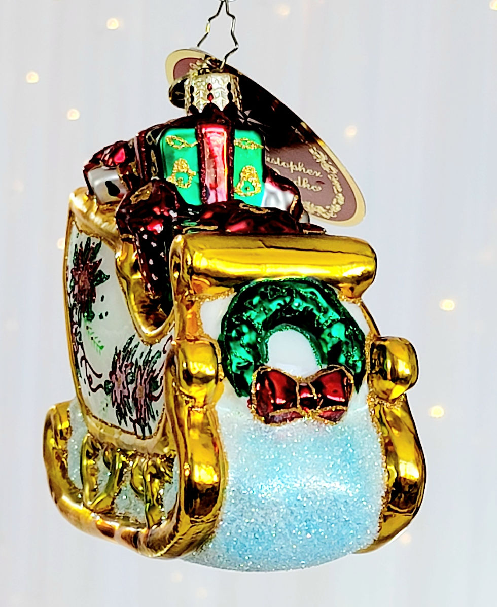 Thumbnail: Christopher Radko Winter Floral Sleigh 1021025 Christmas Ornament