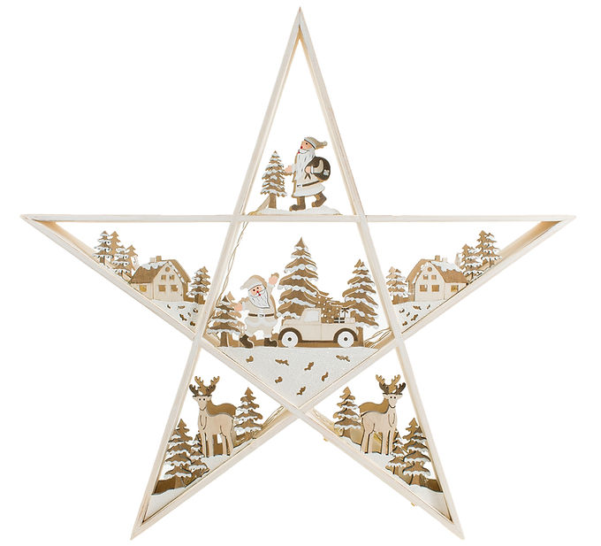 Silver Tree by Option 2 - 15" 3D star w/winter scene painted wood  A35458