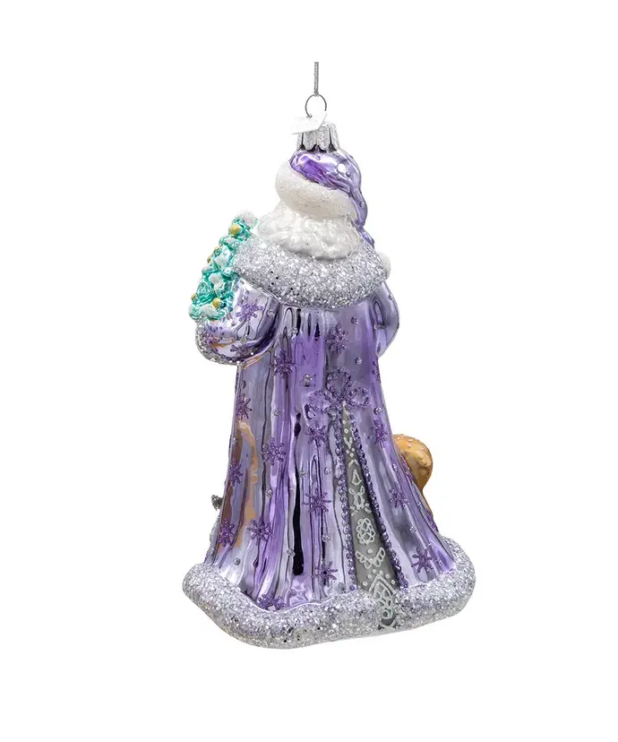 Thumbnail: Kurt S. Adler 7" Bellissimo Periwinkle Santa Glass Christmas Ornament BELL0021