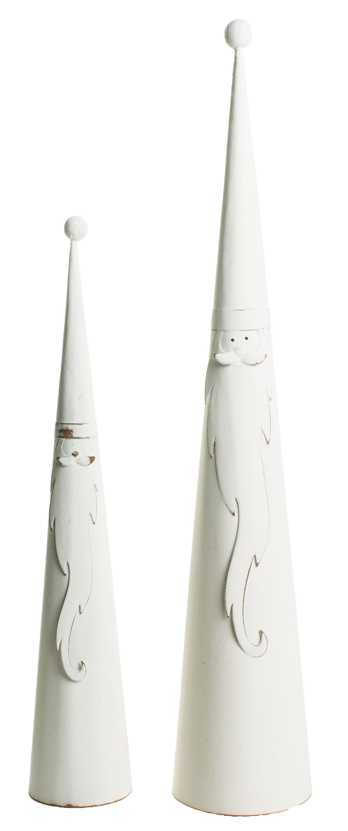 Silver Tree by Option 2 - Set of 2 15" 11" Metal Cone Santa Antique White A41182