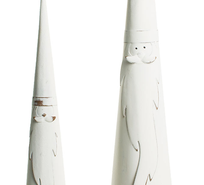 Silver Tree by Option 2 - Set of 2 15" 11" Metal Cone Santa Antique White A41182