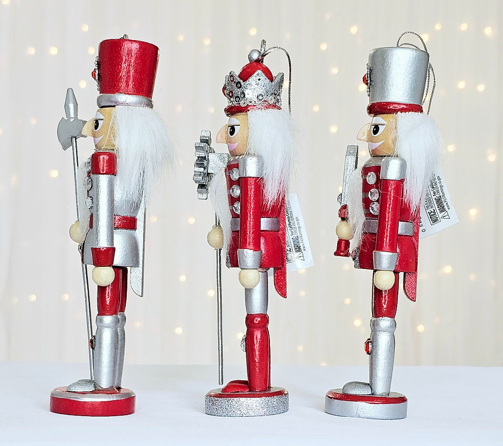 Thumbnail: Kurt Adler 6" Set of 3 Red & Silver Nutcracker Ornaments F2310