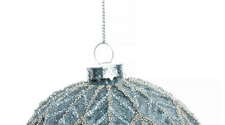 Silver Tree by Option 2 - Glass Ball 4" ornament leaf pattern blue silver A14068