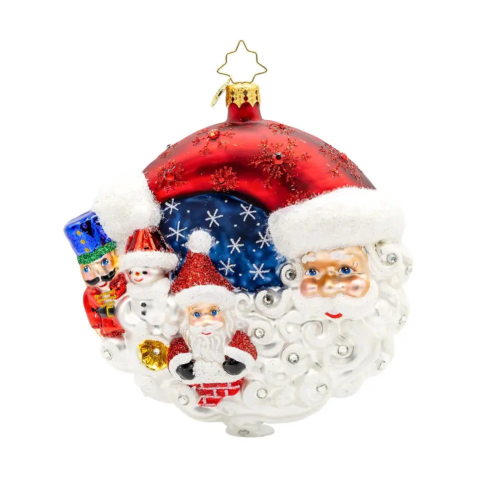 Thumbnail: 2025 Christopher Radko A Merry Little Christmas Santa Wreath 1022559 Ornament