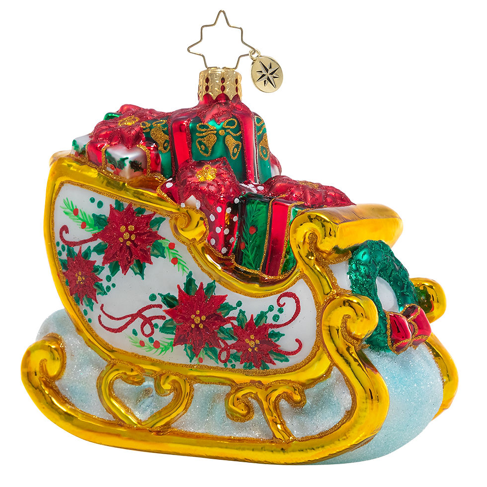 Thumbnail: Christopher Radko Winter Floral Sleigh 1021025 Christmas Ornament