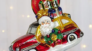 Christopher Radko Wood-Paneled Whimsy Santa Car 1020846 Christmas Ornament