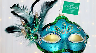 Kurt Adler 8" Peacock Mardi Gras Mask Christmas Ornament T3289