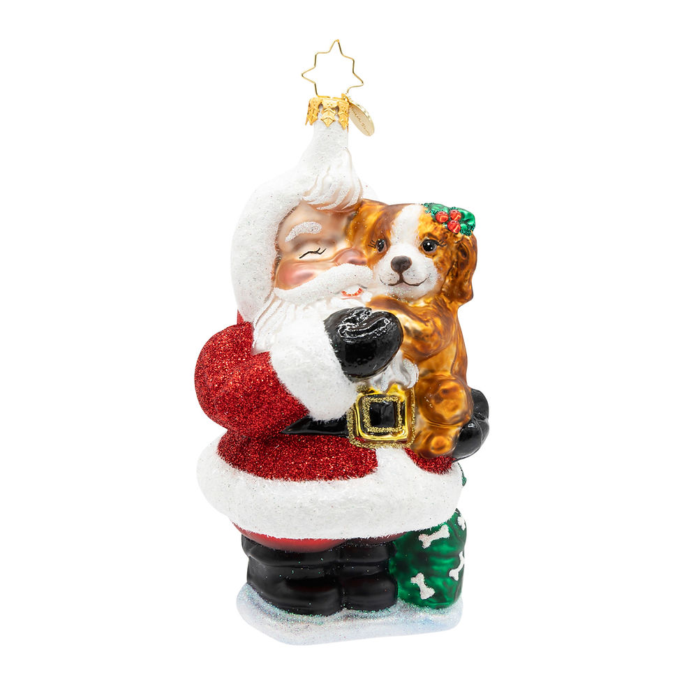 Christopher Radko Jolly and Pawsome 1022674 Santa with Puppy Ornament