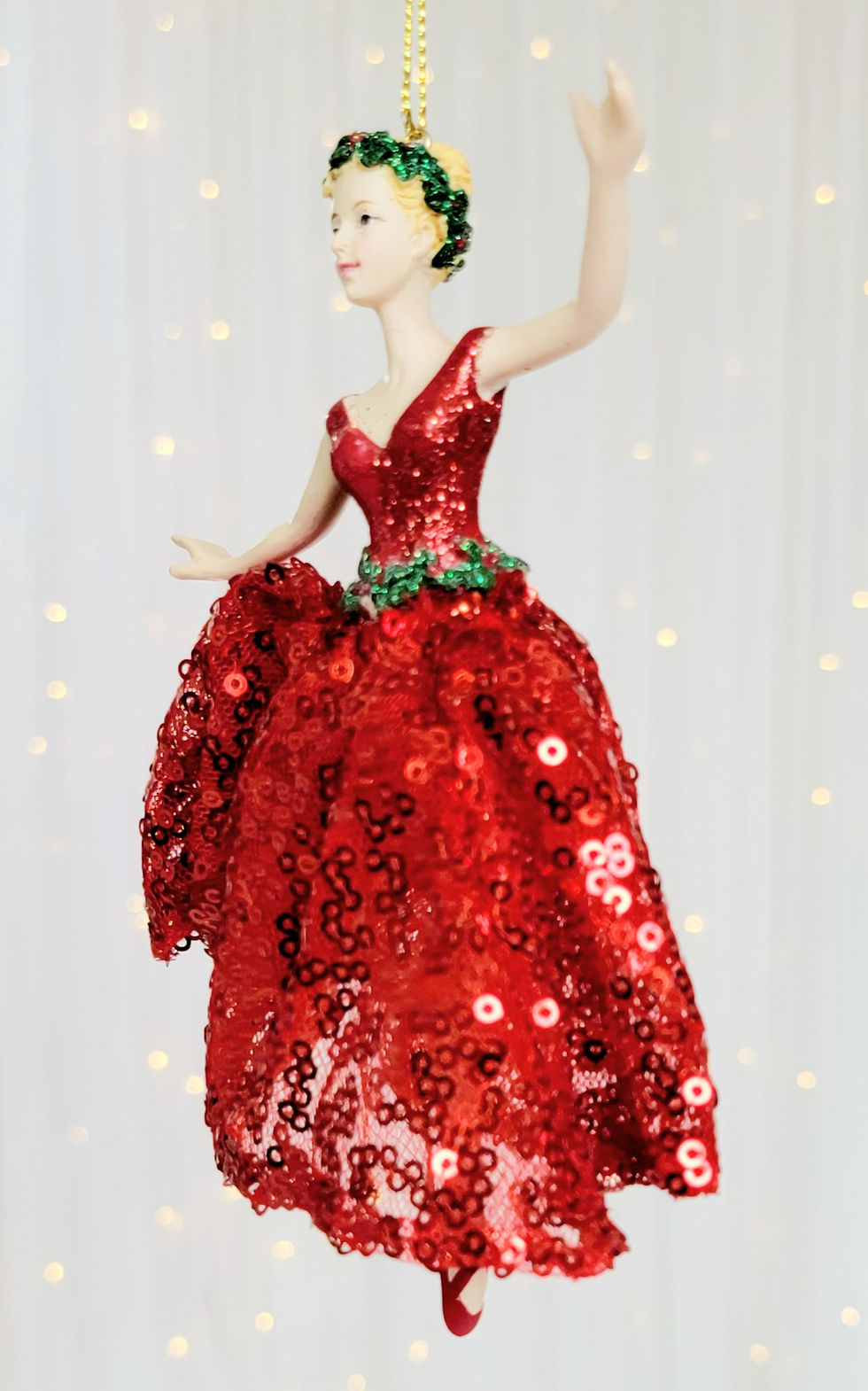 Thumbnail: Kurt S. Adler 6" Resin Red Holiday Formal Dancer Christmas Ornament E0832