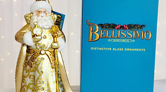 Kurt Adler Bellissimo Elegant Glass Gold Santa Christmas Ornament BELL0003
