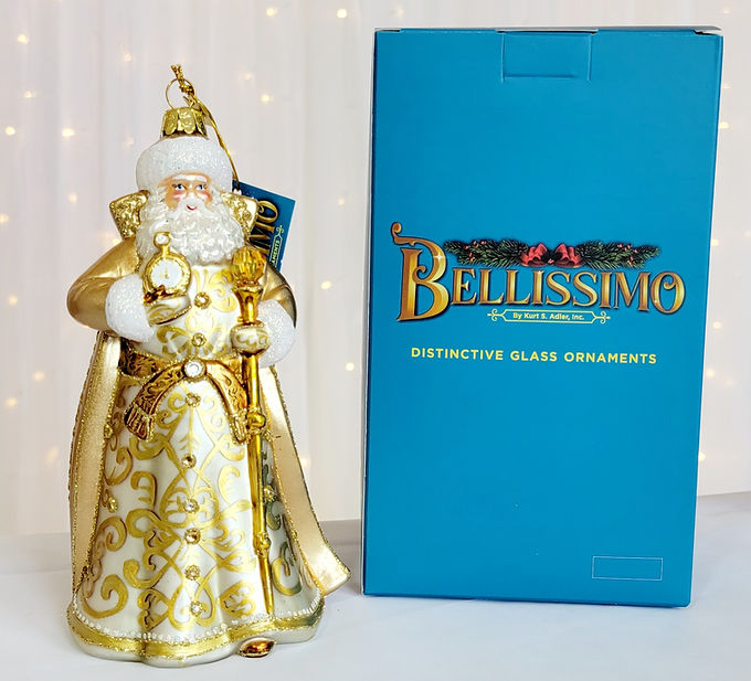 Kurt Adler Bellissimo Elegant Glass Gold Santa Christmas Ornament BELL0003