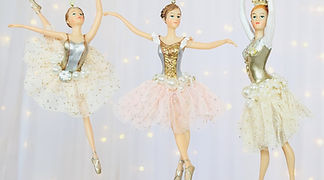 Kurt Adler Set of 3 White Gold Silver Ballerina Ornaments TD1596