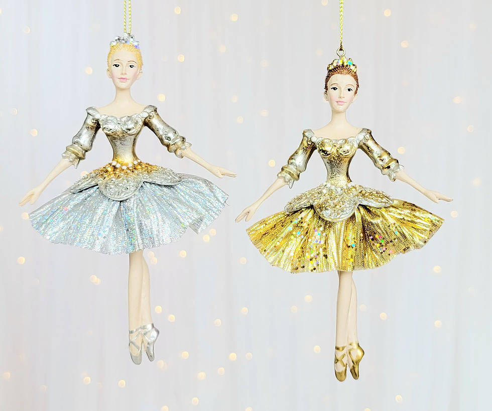 Kurt S. Adler 5.5" Set of 2 Gold Silver Ballerina Christmas Ornaments E0801