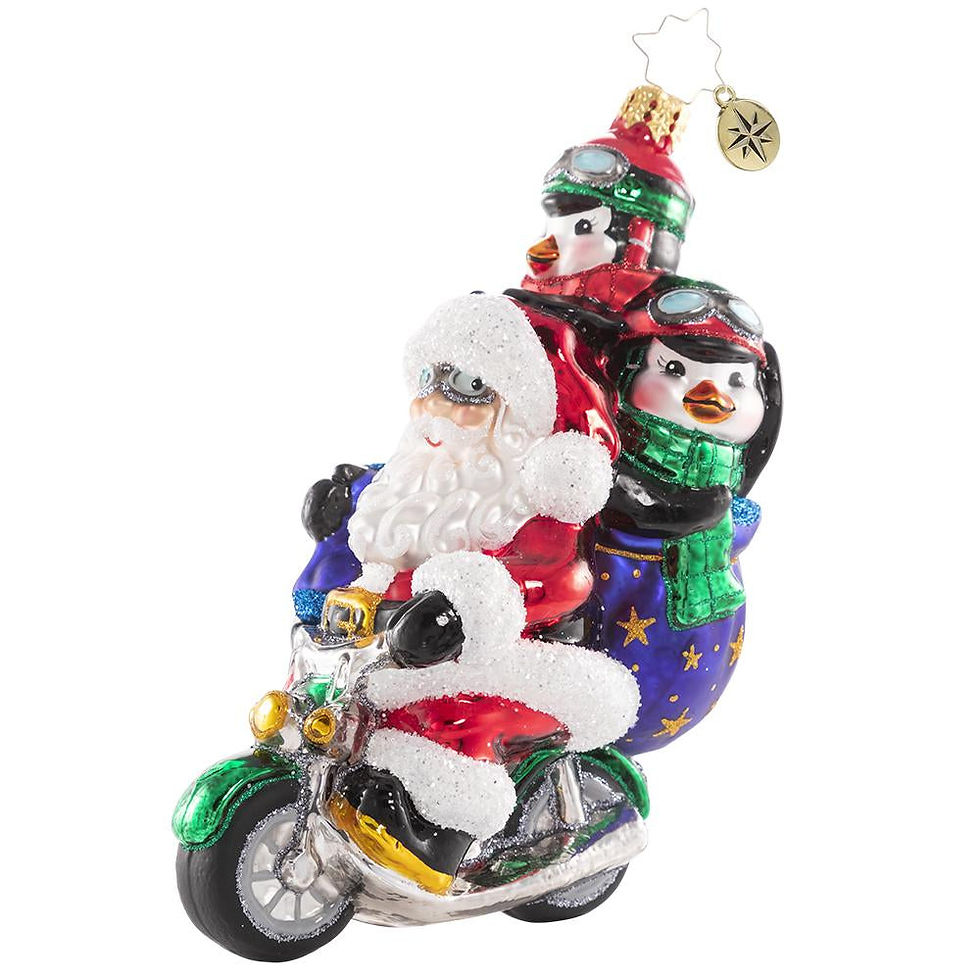Thumbnail: Christopher Radko Cheerful Chopper Comrades Santa 1020805 Christmas Ornament