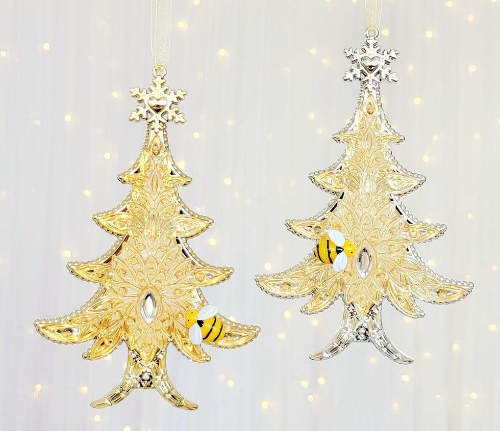 Kurt S. Adler Set of 2 Acrylic Yellow Tree with Bee Ornament T2895