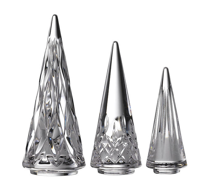 Waterford Crystal Lismore Set of 3 Standing Tree Figurines 1064607