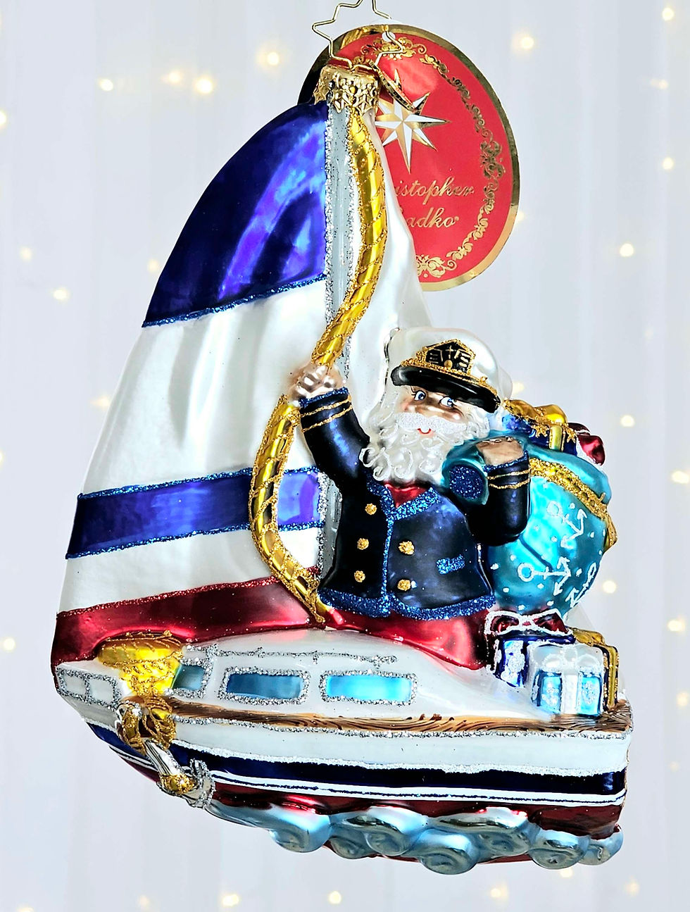 Christopher Radko Smooth Sailin Santa Christmas Ornament 1022157 Beach Surf Sun