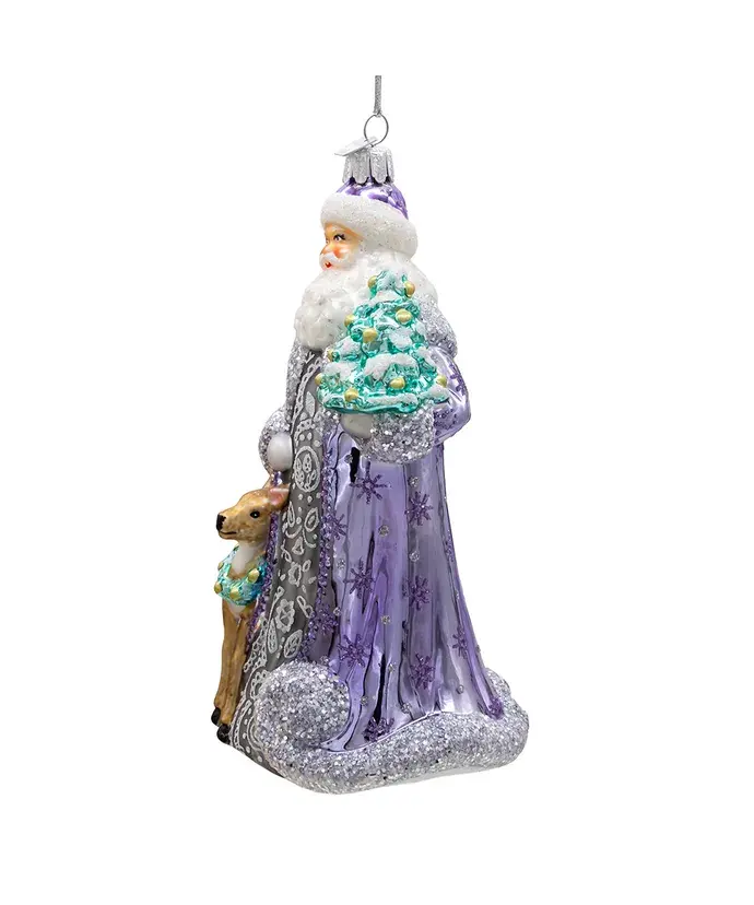 Thumbnail: Kurt S. Adler 7" Bellissimo Periwinkle Santa Glass Christmas Ornament BELL0021