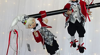 RAZ Imports Set of 2 Posable 16” Elf Red Grey White Black Outfits Elves 4102256