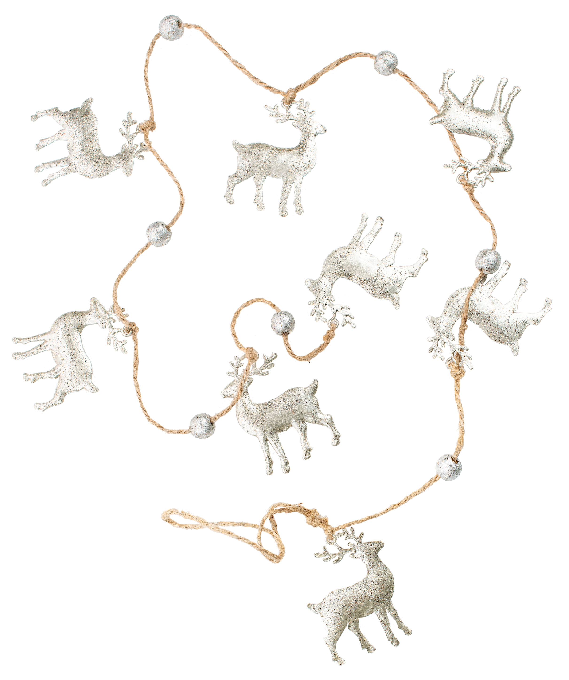 Silver Tree by Option 2 - 5' Garland Metal Reindeer Silver Gittered A41214