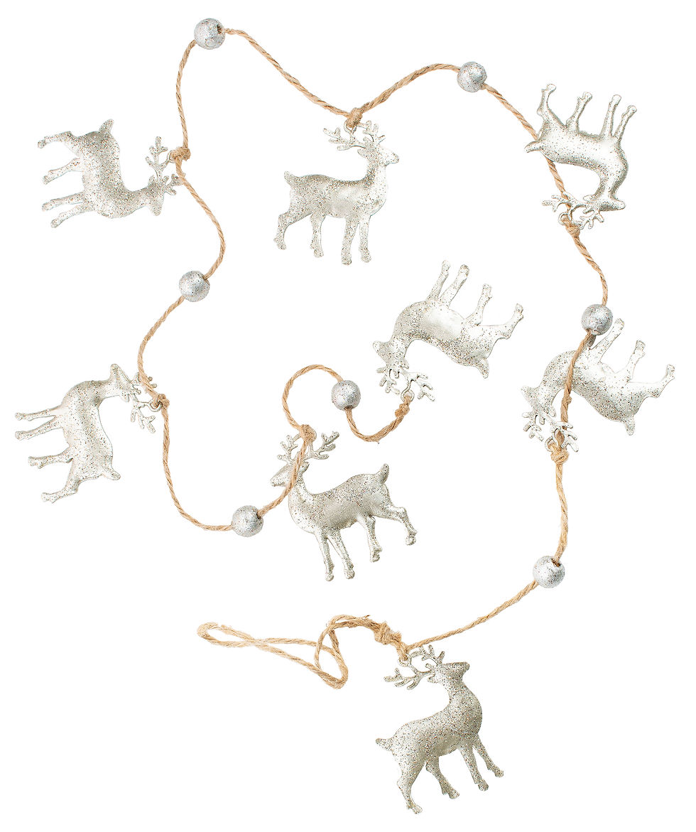 Silver Tree by Option 2 - 5' Garland Metal Reindeer Silver Gittered A41214