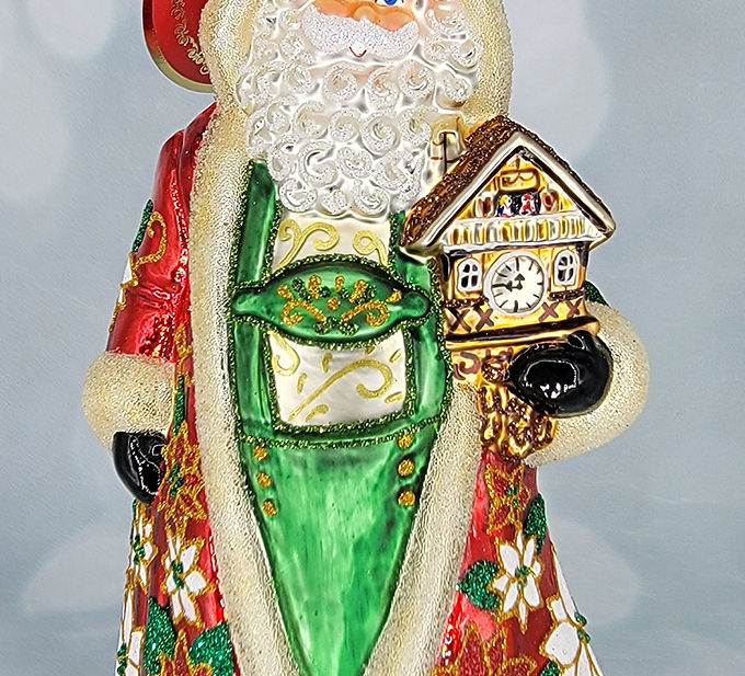 Christopher Radko Punctual In Poinsettias Santa 1020613 Christmas Ornament