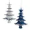 Thumbnail: Kurt S. Adler 5.5" Set of 2 Resin Enchanted Evening Blue Silver Tree Ornaments J5082