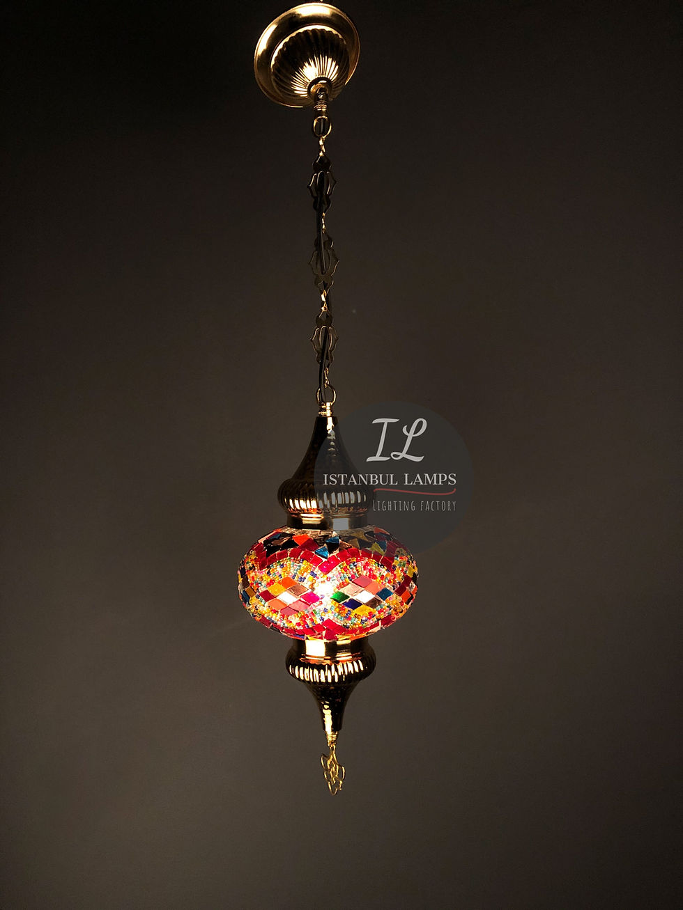 Thumbnail: One Piece Mosaic Pendant Lamp Traditional Golden Design